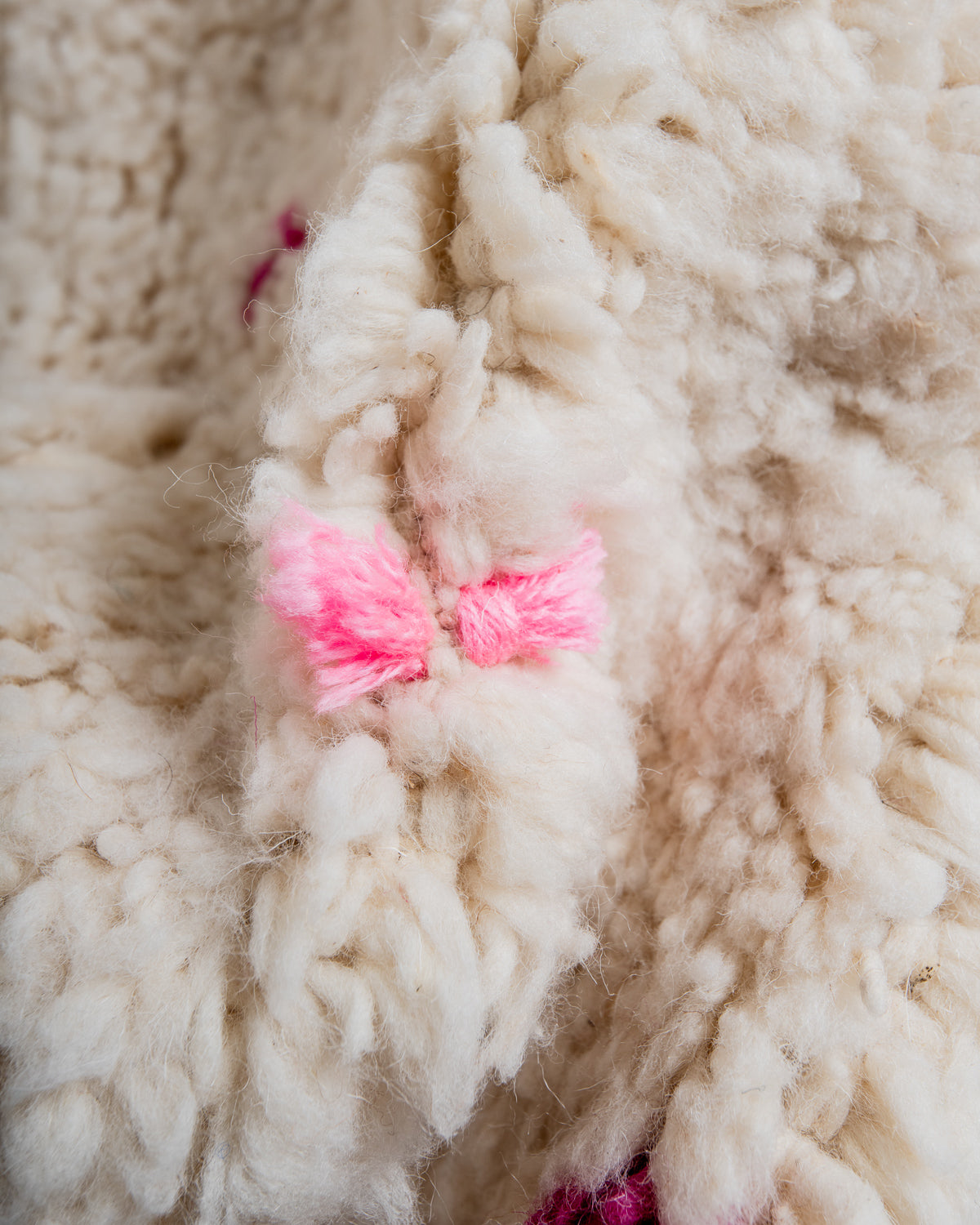 Modern, designer, handcrafted Berber rug from Morocco. Beniourain carpet with beautiful colours and patterns and fluffy wool texture.